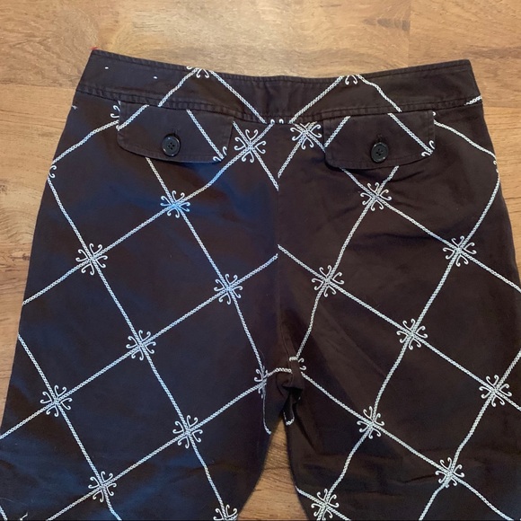 GAP Capris Cropped Pants Black White Diamond Sz 6 - Picture 7 of 8